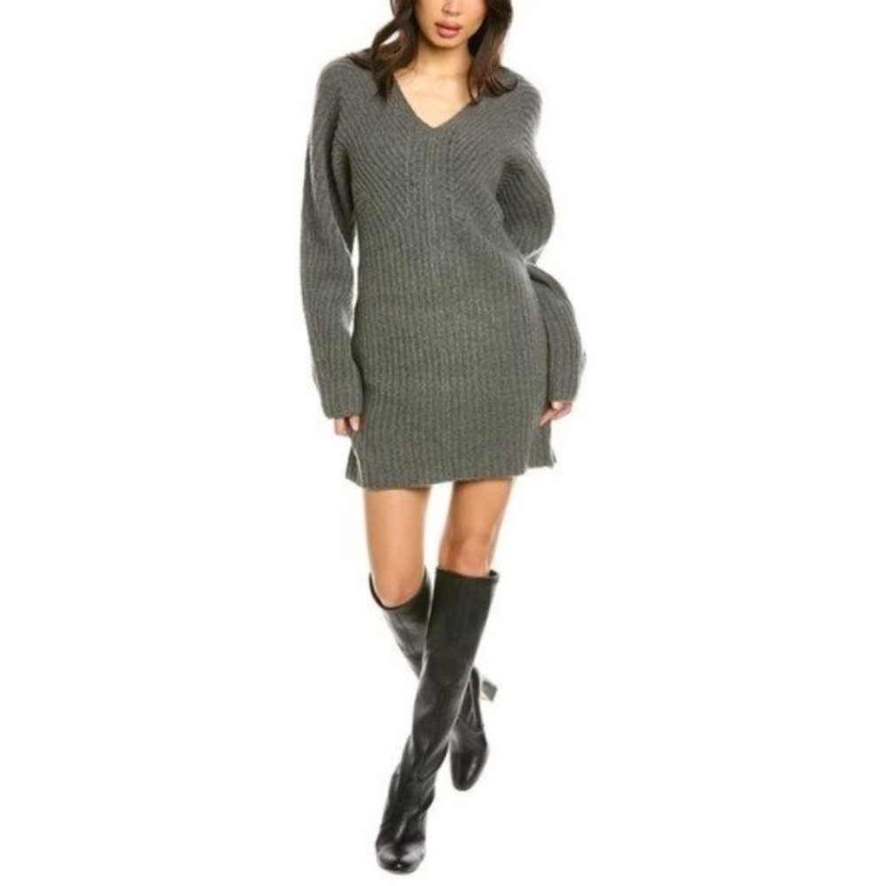 THEORY Sculpted Wool - Cashmere Blend Sweater Dress in Grey NWT
